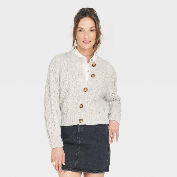 Women's Button-front Cardigan - Universal Thread Gray