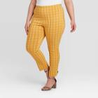 Women's Plus Size Plaid High-rise Skinny Ankle Trouser - A New Day Yellow 14w, Women's, Gold
