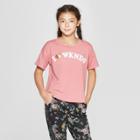 Girls' Short Sleeve Graphic T-shirt - Art Class Pink