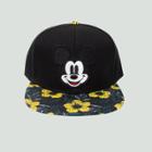 Men's Disney Mickey Mouse Floral Flat Brim Hat - Black