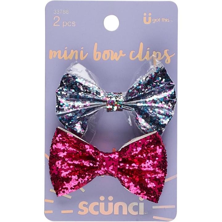 Scünci Scunci Glitter Bow Salon Clips - 2pk,