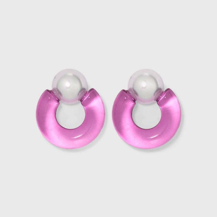 Pearl Post Hoop Earrings - A New Day Pink