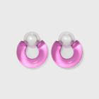 Pearl Post Hoop Earrings - A New Day Pink