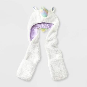 Girls' Unicorn Hooded Hat With Scarves - Cat & Jack Cream, Ivory