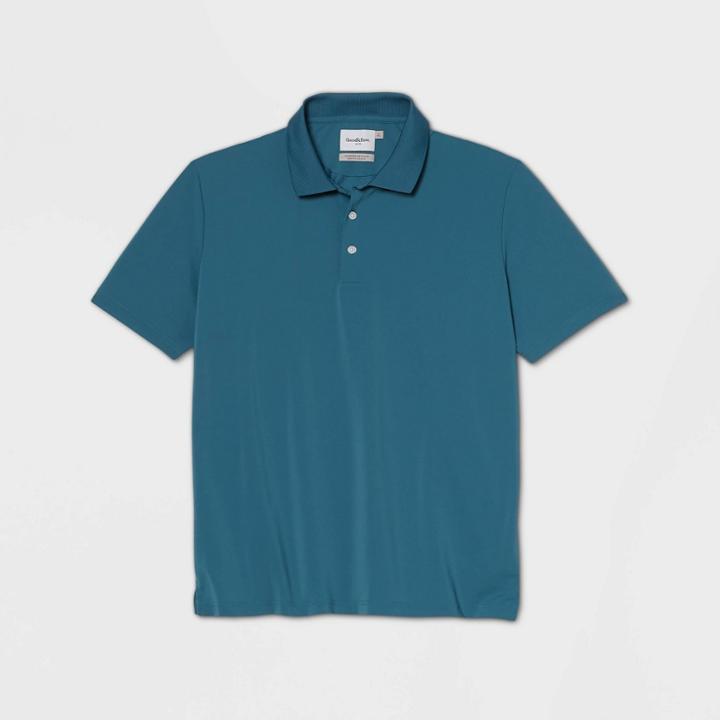 Men's Big & Tall Standard Fit Short Sleeve Collared T-shirt - Goodfellow & Co Turquoise