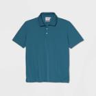 Men's Big & Tall Standard Fit Short Sleeve Collared T-shirt - Goodfellow & Co Turquoise