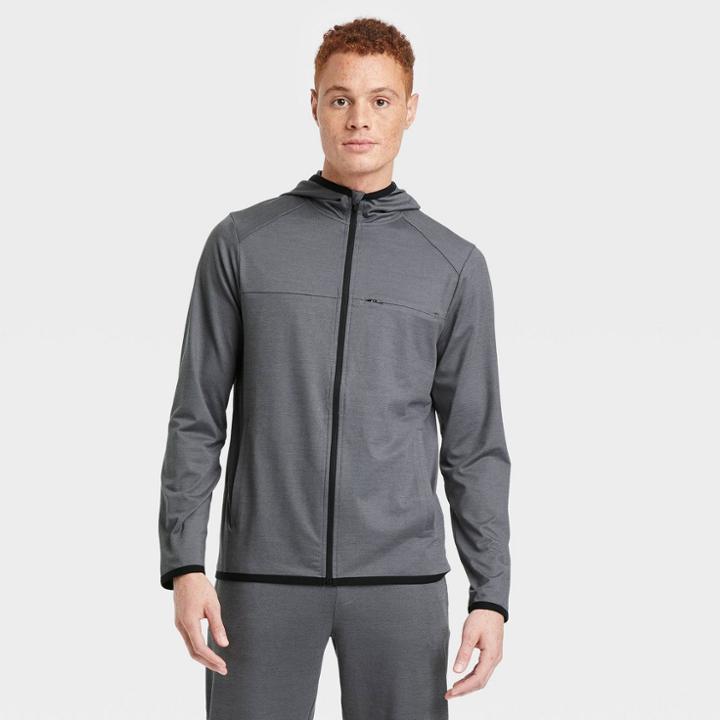 Men's Big & Tall Lightweight Knit Full Zip Sweatshirt - All In Motion Dark Gray