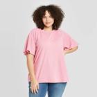 Women's Plus Size Short Sleeve Knit Blouse - Ava & Viv Pink X