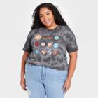 Fifth Sun Women's Plus Size Astronomy Planet Short Sleeve Graphic T-shirt - Charcoal Gray