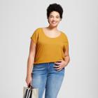 Women's Plus Size Textured Scoop Neck Short Sleeve T-shirt - Universal Thread Gold