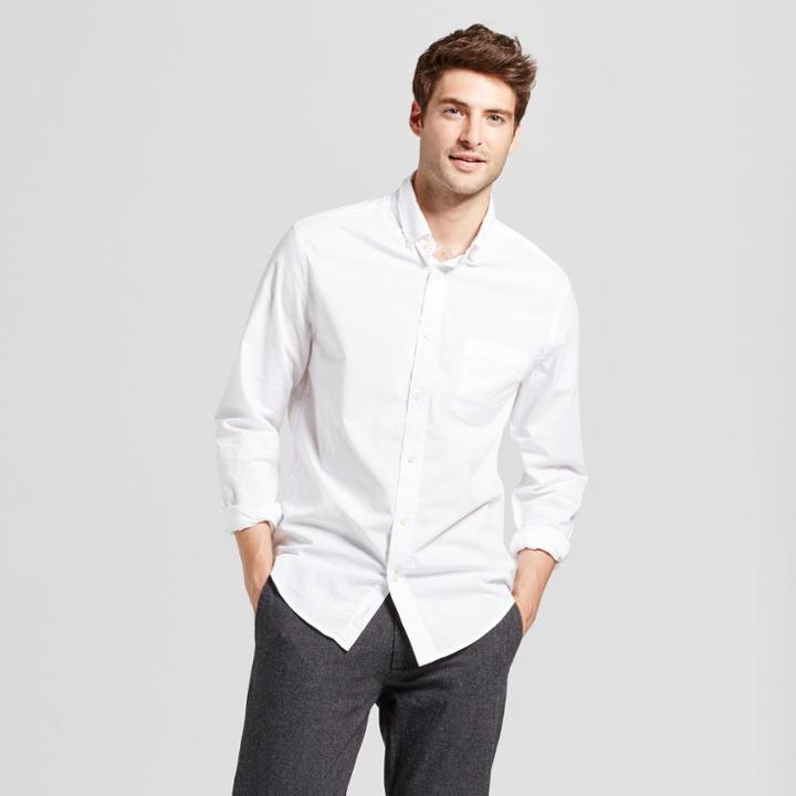 Men's Standard Fit Northrop Poplin Button-down Shirt - Goodfellow & Co White