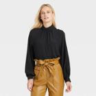 Women's Bishop Long Sleeve Button Shoulder Blouse - Who What Wear Black