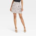 Women's Satin Mini A-line Skirt - A New Day Tan Leopard Print
