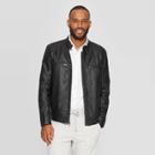 Men's Midweight Faux Leather Moto Jacket - Goodfellow & Co Black L, Men's,