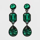 Linear Drop Round, Rectangular And Teardrop Stone Earrings - A New Day Dark Green