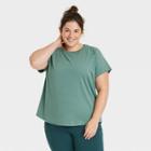 Women's Plus Size Essential Crewneck Short Sleeve T-shirt - All In Motion Forest Green