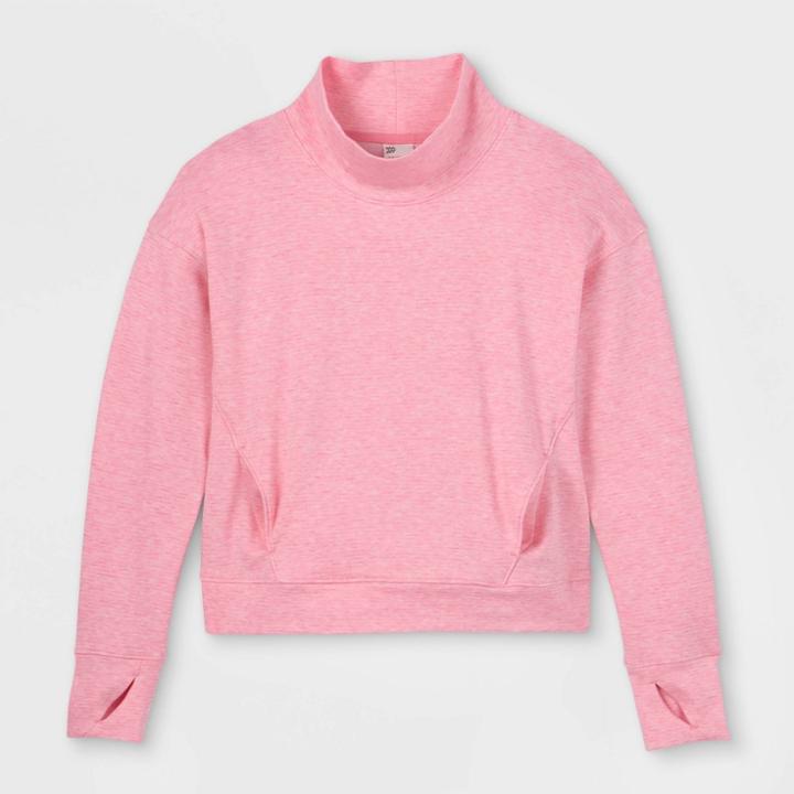 Girls' Shine Striped Pullover Sweatshirt - All In Motion Pink