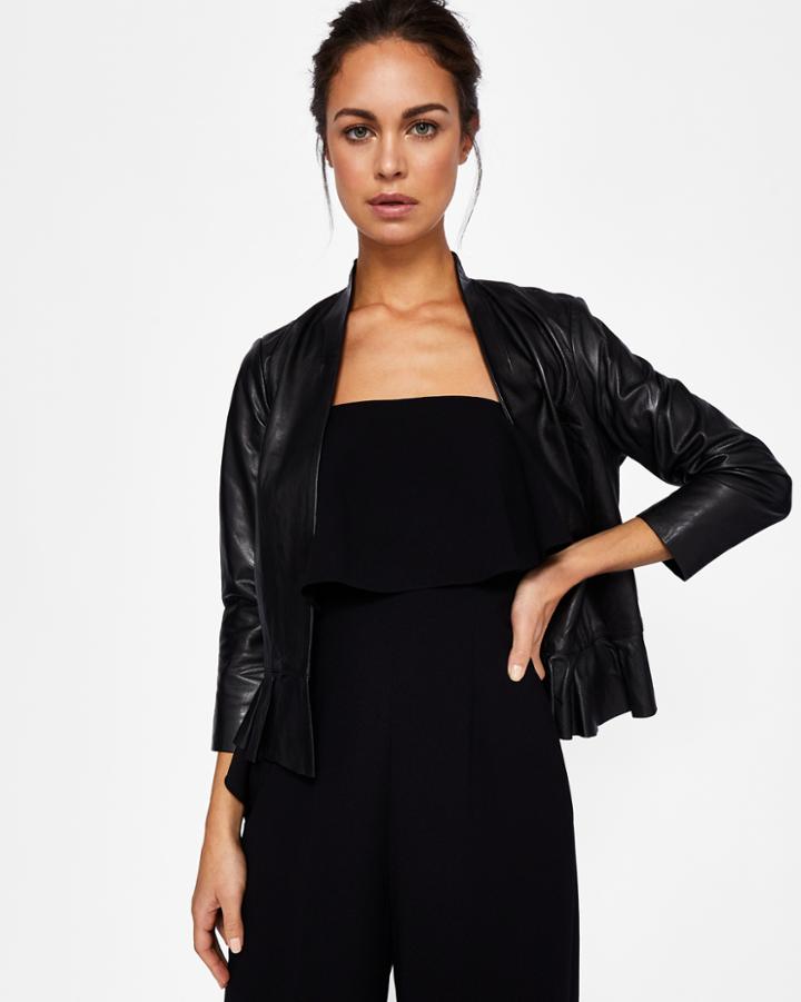 Ted Baker Frill Detail Leather Jacket