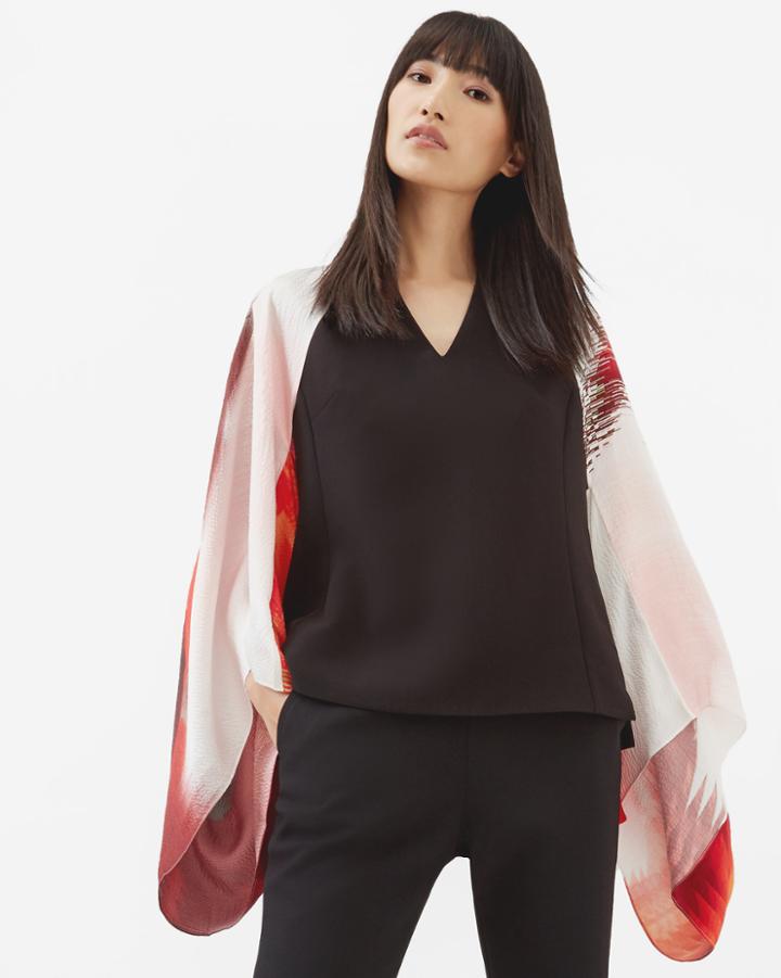 Ted Baker Playful Poppy Silk Cape