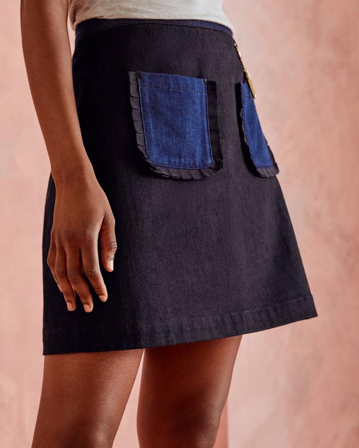 Ted Baker Denim Mini Skirt Mid Wash