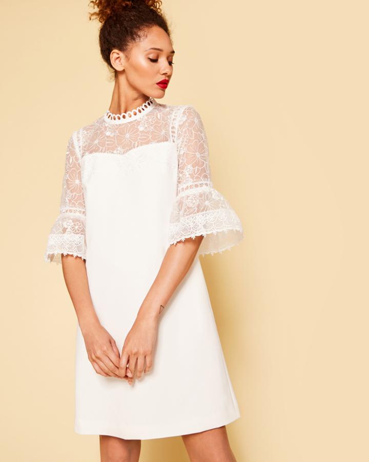 Ted Baker Lace Peplum Dress Ivory