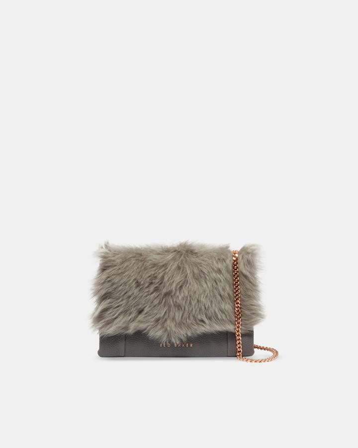 Ted Baker Shearling-trim Cross Body Bag Mid