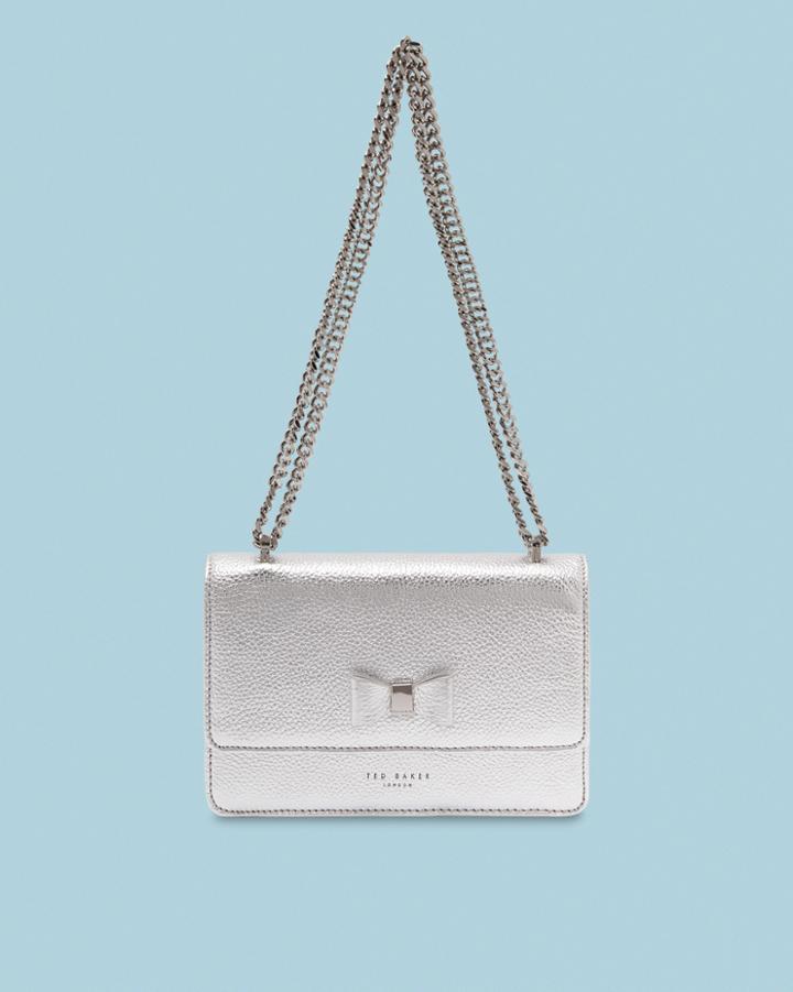 Ted Baker Bow Detail Metallic Leather Cross Body Bag