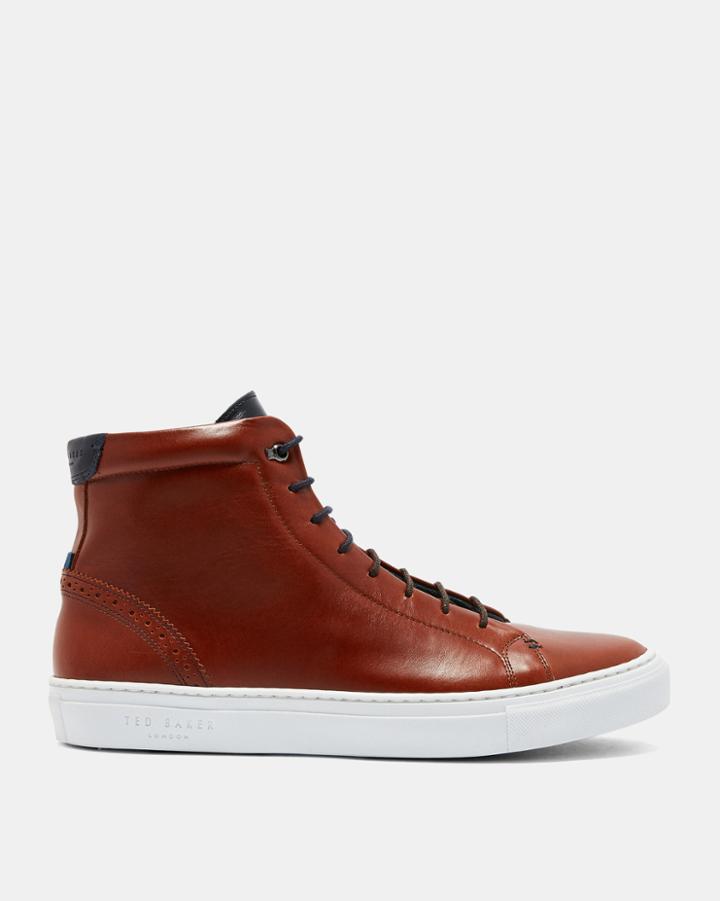 Ted Baker Brogue Detail Leather Hi-top Sneakers