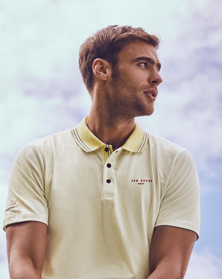 Ted Baker Tee Print Polo Shirt Lemon