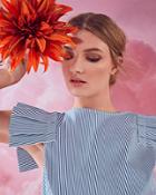 Ted Baker Striped Frilled Shoulder Cotton-blend Top