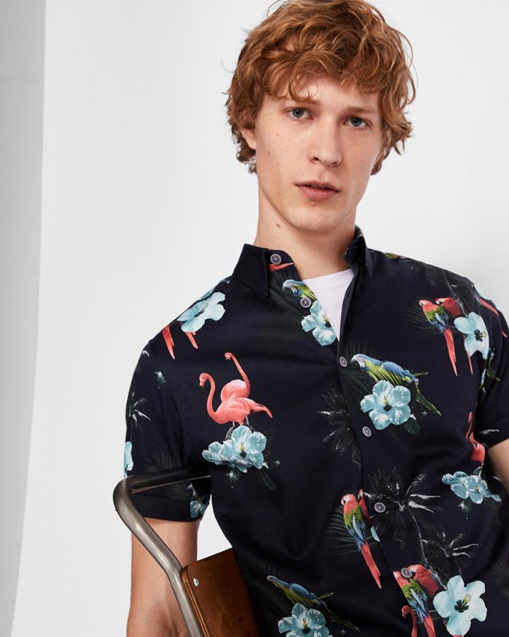 Ted Baker Tropical Print Cotton Shirt