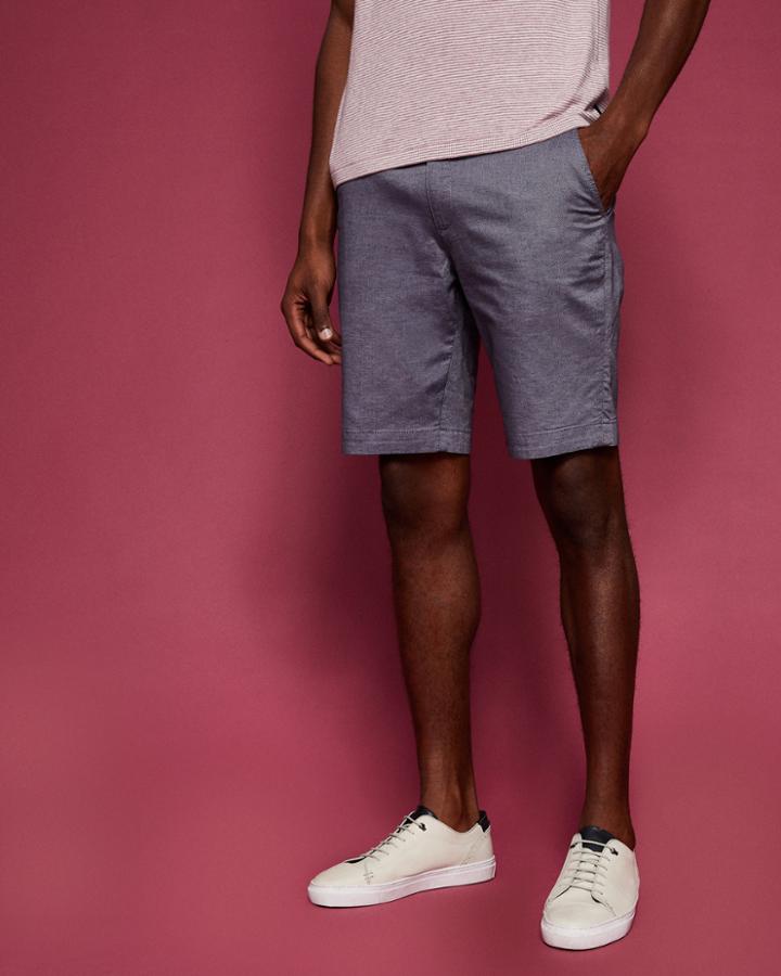 Ted Baker Herringbone Stretch Cotton Shorts