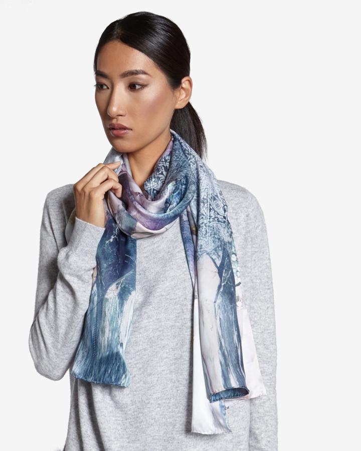 Ted Baker Tile Floral Geo Long Silk Scarf