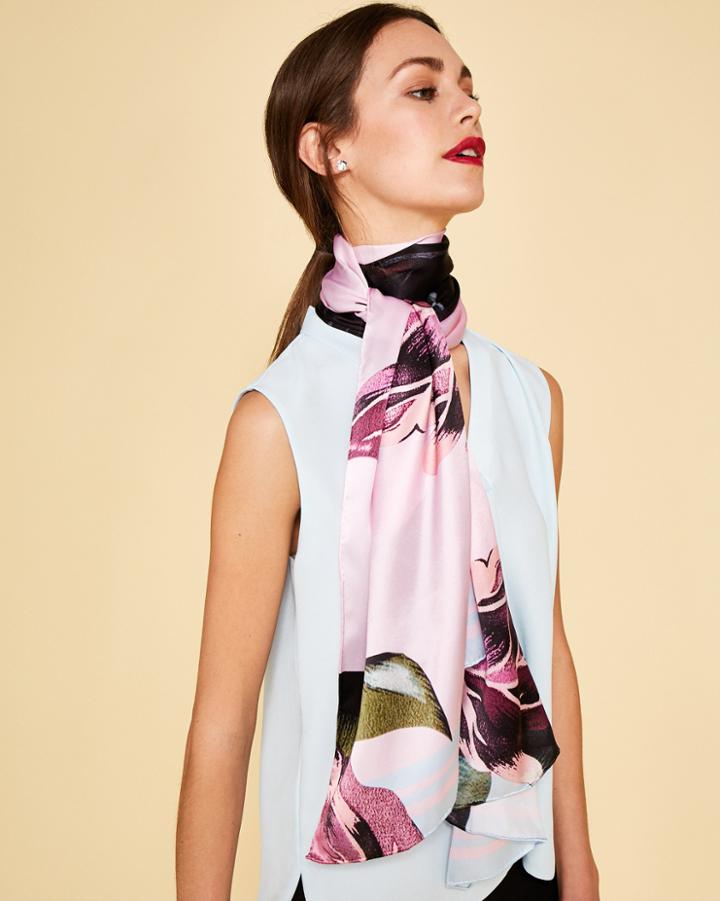 Ted Baker Eden Long Silk Scarf Pale