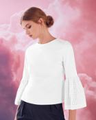 Ted Baker Gingham Bell Sleeved Cotton-blend Top