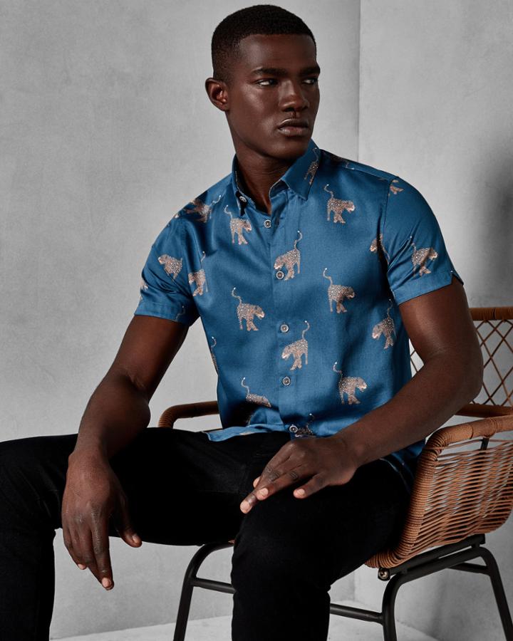 Ted Baker Panther Print Cotton Shirt