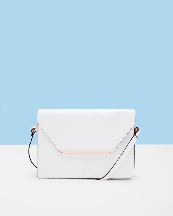 Ted Baker Bar Detail Leather Cross Body Bag Ivory