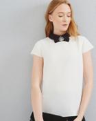 Ted Baker Embellished Bow Collared Top Ivory