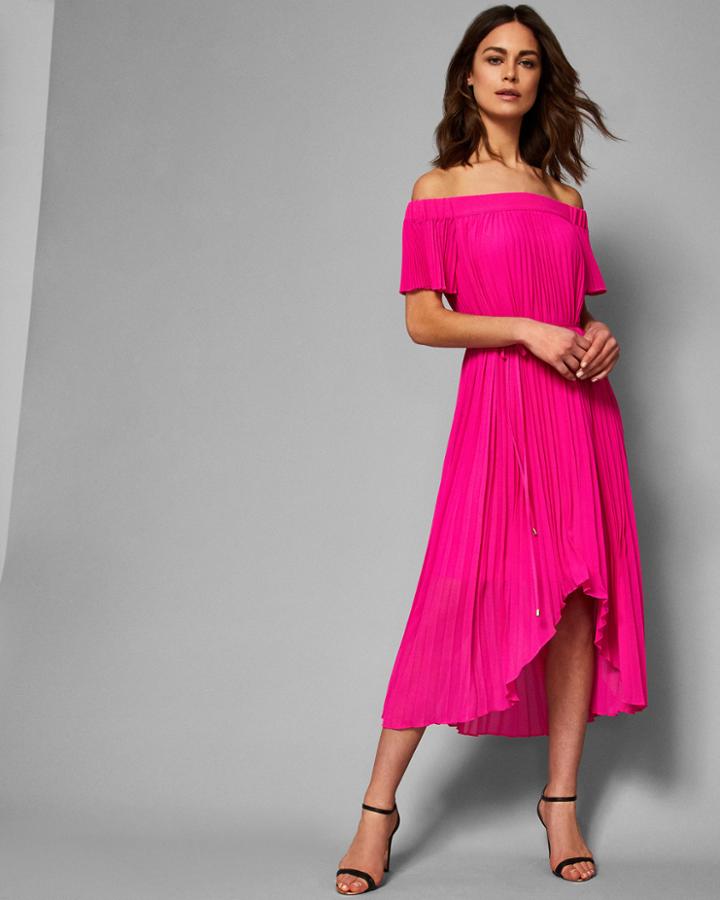 Ted Baker Off-shoulder Dipped Hem Dress