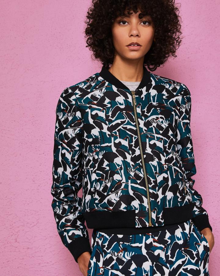Ted Baker Crane Print Jacquard Bomber Jacket