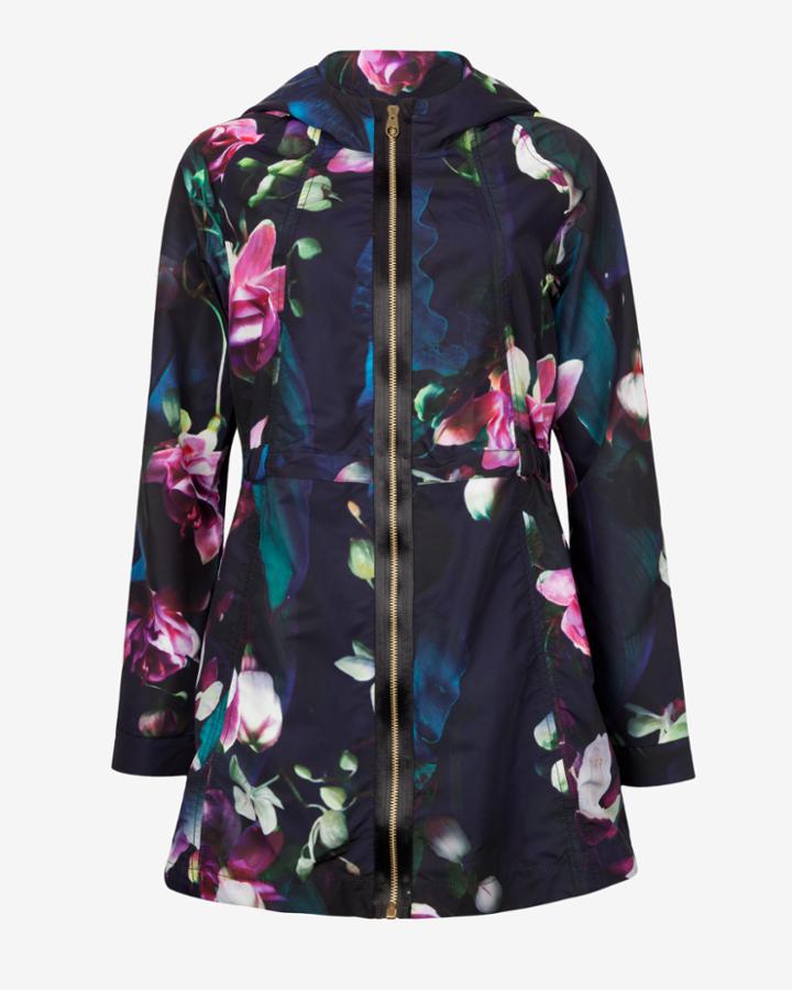 Ted Baker Floral Parka Dark Blue
