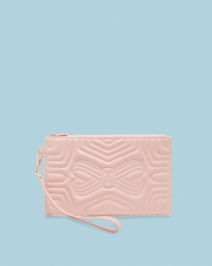 Ted Baker Quilted Bow Leather Wristlet Clutch