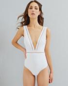 Ted Baker Cut-out V-neck Swimsuit Ivory