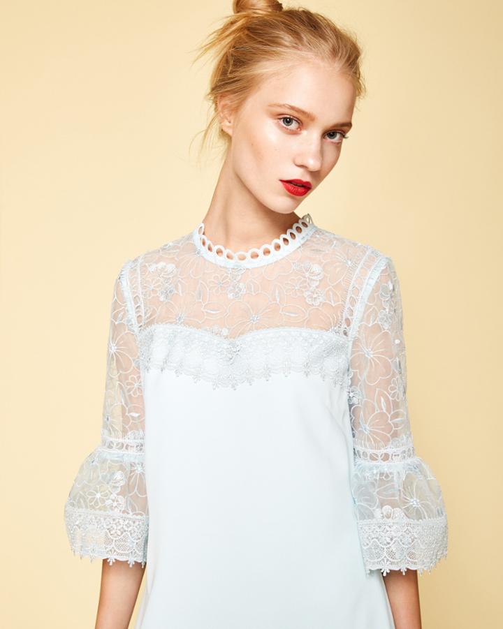 Ted Baker Lace Peplum Dress Pale