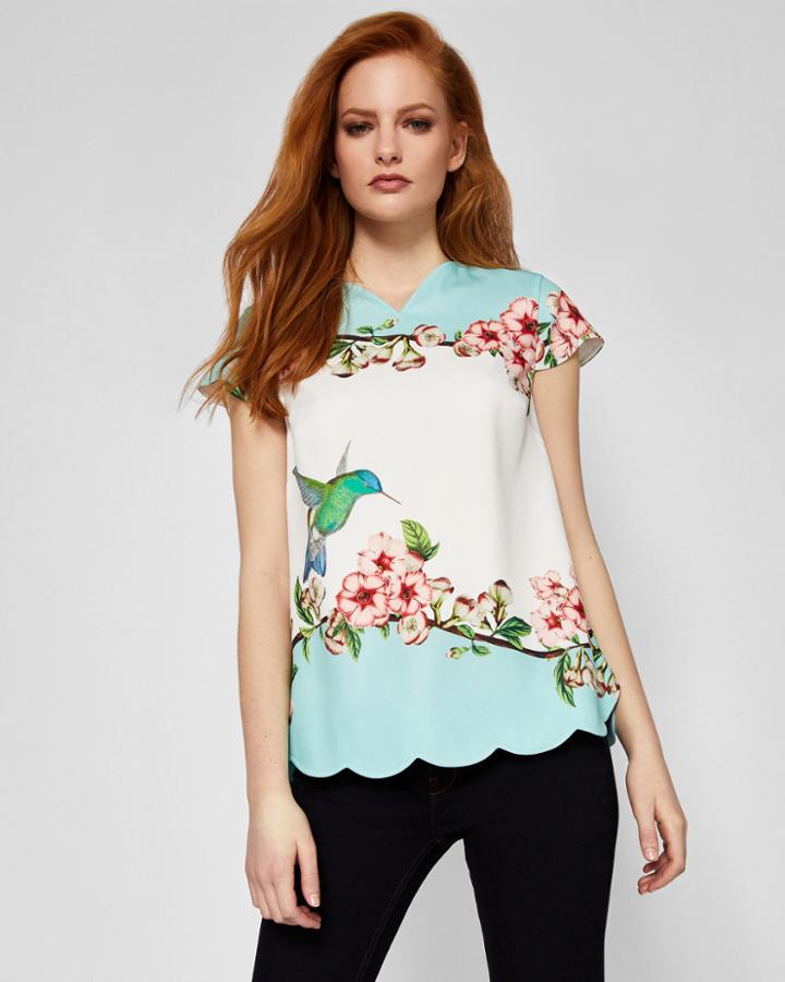 Ted Baker Nectar Scalloped V-neck Top