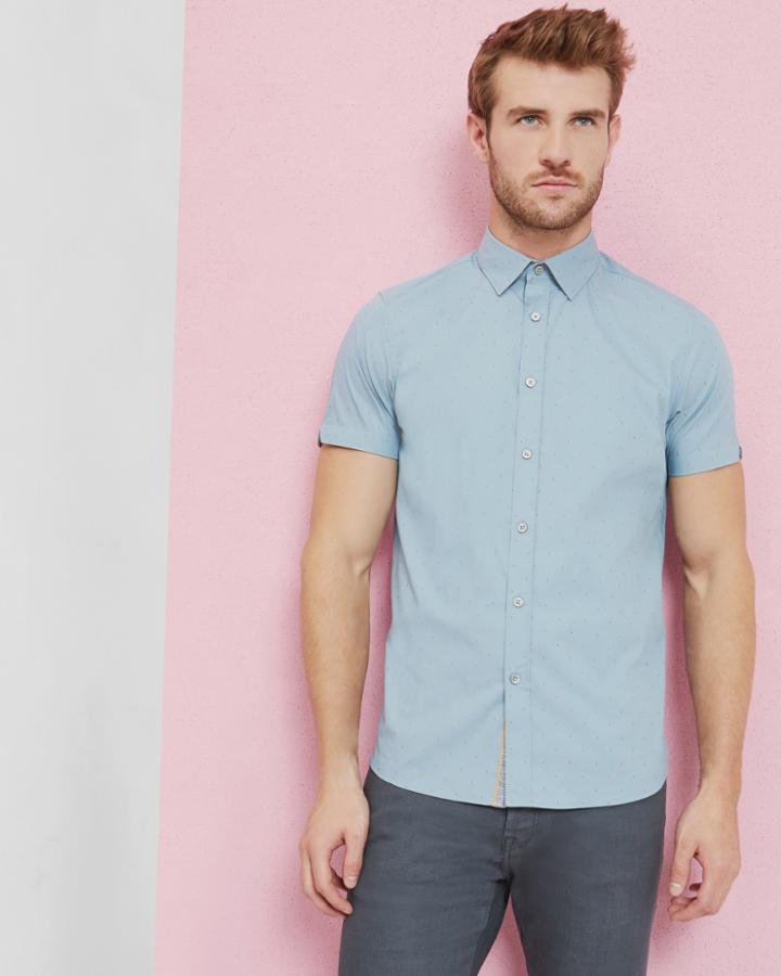 Ted Baker Diamond Jacquard Cotton Poplin Shirt
