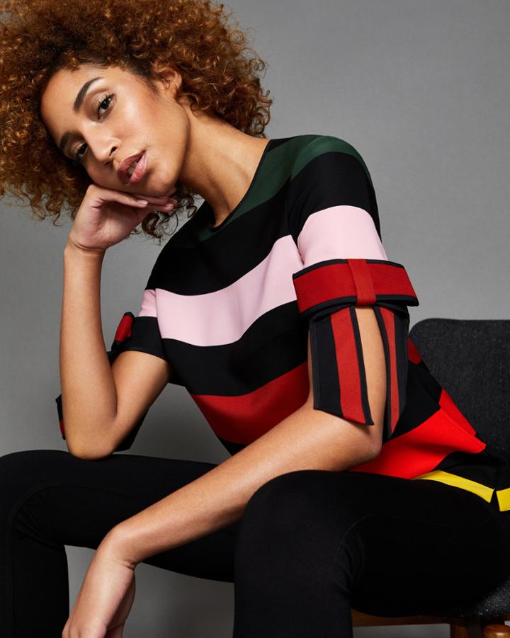 Ted Baker Cruise Stripe Bow Sleeve Top