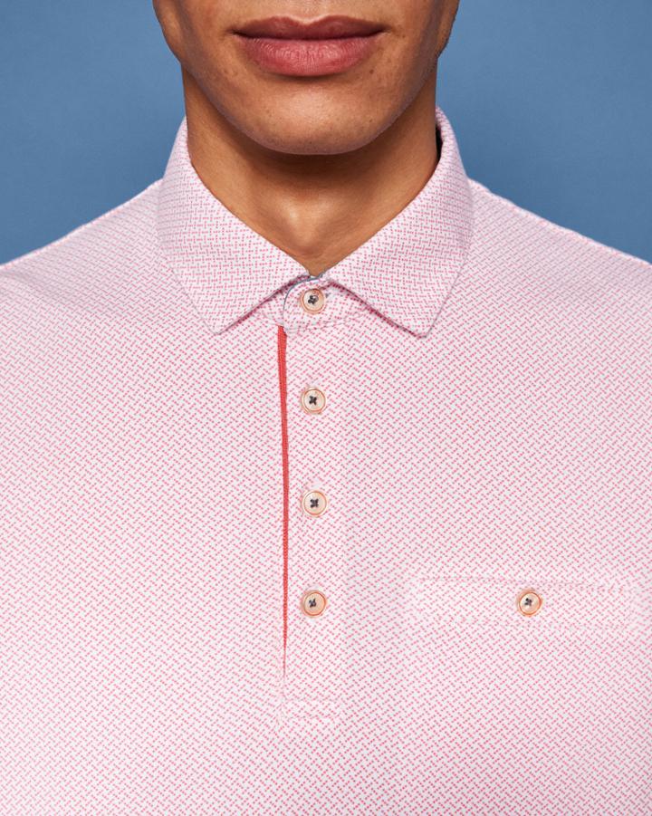 Ted Baker Mini Geo Print Cotton Polo Shirt