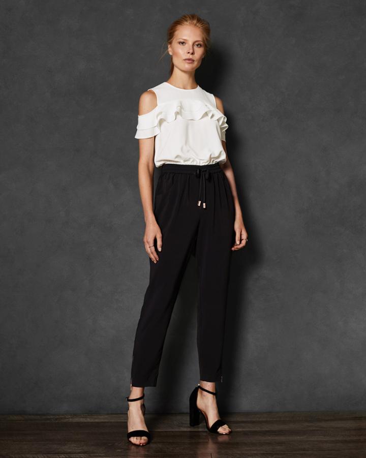 Ted Baker Cold Shoulder Ruffle Jumpsuit
