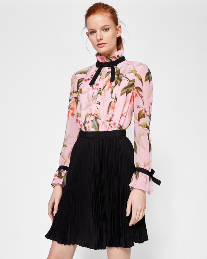 Ted Baker Blossom Ruffle Pleated Dress Light Pink